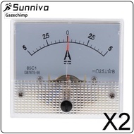 2 Rectangle Analog Amplifier Meter DC Current Panel Ammeter