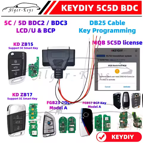 Algernon-keys KEYDIY MQB49 5C 5D MQB KD Key programming with Reading DB25 Cable BDC G Key BCP U Key 