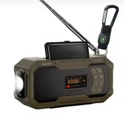 Solar Hand Crank Powered Portable Radio Emergency Weather Radio with Flashlight & Internet Function 