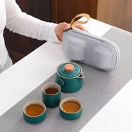 Travel Tea Set Kung Fu Set Quick Tea Cup One Pot Three Cups Outdoor Camping Storage Bag Tea Brewing 