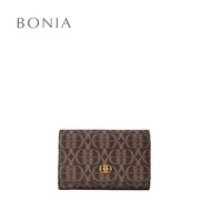 Bonia Brown La Luna Monogram Trifold Short Wallet