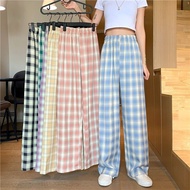 Muuv-It Seluar Panjang Perempuan Plus Size 40-70kg Wide Leg Plaid Pants Korean Style Loose & Straigh