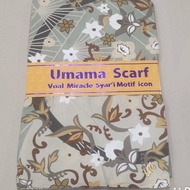 voal miracle syari motif metal logo UMAMA SCARF 130 x 130 kerudung segi 4 empat jilbab jumbo