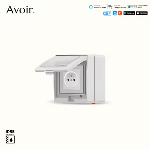 Avoir IP55 Tuya Wifi Electrical Sockets Waterproof FR Socket Outdoor Power Outlet Box Alexa Google H