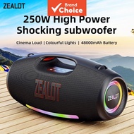 ZEALOT S89 Outdoor Bass Speaker Bluetooth 5.4 IPX6 Waterproof Power Bank Digital Clock