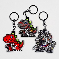 Digimon Tyrannomon Machinedramon Pixel Art Keychain