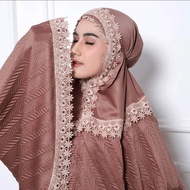 Mukena Dewasa Plisket Renda Mewah Bahan Silky Premium Travelling Jumbo terbaru 2023