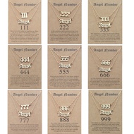 lu 2Pcs Unique Angel Number Necklace 111 222 333 444 666 777 Numerology Pendants Chokers Chain for W
