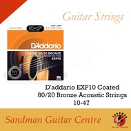 D'addario EXP10 Coated 80/20 Bronze Acoustic Guitar Strings 10-47