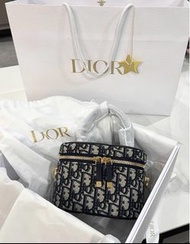 Dior cd signature vanity bag with handle oblique logo印花刺繡 手柄化妝袋 盒子包 單肩斜咩手提袋 小號small S2203UTZQ-M928 全