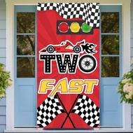 Two Fast Door Banner Racing Theme Two Years Old Birthday Party Decoration Banner Race Car Happy 2nd 