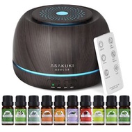 【3合1禮物】ASAKUKI Mini Rock 香薰加濕器及草本精油禮盒裝 (10ml x 10Pcs) + 情人節禮袋｜300毫升｜靜音設計｜防止過熱｜Mini Rock Wood Premium