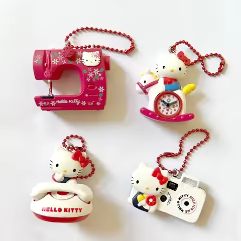 Japanese Kawaii Camera Model Hello Kitty Keychain Pendant Cute Korean Sewing Machine Hello Kitty Pen