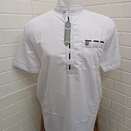 Baju Koko Muslim Kurta Al-Wafa/AWF Platinum Warna Putih Polos Pendek