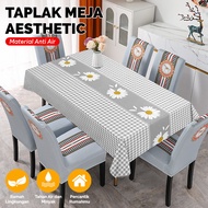 Taplak Meja Makan Tahan Air Ukuran 137x183cm Desain Modern Bunga 4 - 6 Kursi / Table Cloth Taplak Meja Ruang Tamu Waterproof Bahan PEVA Anti Air Minyak Motif Estetik Persegi Besar Plastik Tebal Perlengakapan Rumah Berkualitas Termurah