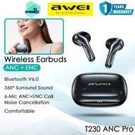 Awei T230 ANC Pro Wireless Earbuds ANC+ENC Headset Headphone Noise Cancellation Earphone Awei Blueto