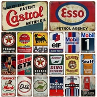 Vintage Motorcycle Oil Gasoline Metal Signs Gulf Esso Agip Man Club Plate Motor Garage Wall Stickers