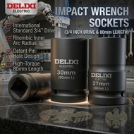 DELIXI 3/4" x 80MM BLACK HEX IMPACT BOX SOCKET/ CR-MO IMPACT WRENCH SOCKET (30MM - 60MM)