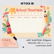 Artomaringi Lesson Schedule / School Timetable Poster Bonus Marker Wipe and Clean ST03