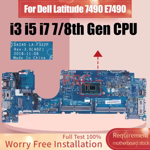 LA-F322P For Dell Latitude 7490 E7490 Laptop Motherboard 0R841W 0KGYDF 02XPCX 0YM3X5 01Y9NR i3 i5 i7