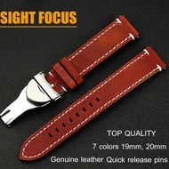 19mm 20mm Vintage Genuine Leather Watch Band for Tudor Black Blue Retro Brown Watchband for Tudor Black Bay Clasp Watch Strap