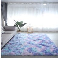 ONE - 室內地毯【紮染藍彩虹【點塑底布邊】尺寸【200*400cm】