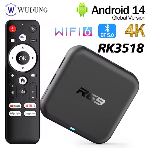 Original R69 RK3518 Smart TV Box 4K HD Android 14.0 Smart TV Box 2.4/5G Dual WIFI 3D Video Media Pla