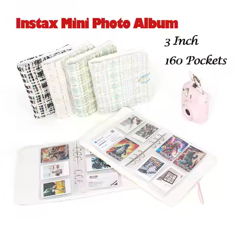 3-Inch 160 Pockets Fabric-Covered Flip Album For Fujifilm Instax mini 12/40/90/99/7+/EVO/Link 3 Prin