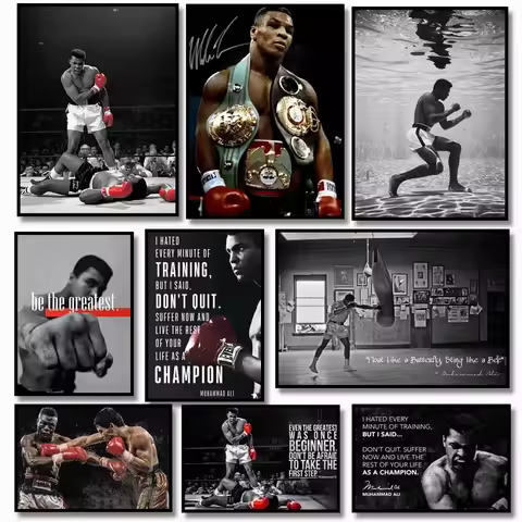 Boxer Wall Art Poster Mike Tyson Muhammad Ali Motivational Quote Home Decor Pictures Prints Canvas L