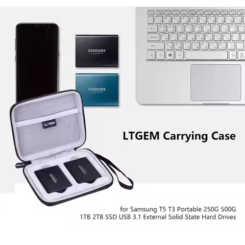 LTGEM EVA Hard Case for Samsung T5 T3 Portable 250G 500G 1TB 2TB SSD USB3.1 External Solid State Har
