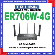 TP-LINK ER706W-4G Omada 4G+ Cat6 AX3000 Gigabit VPN Router 4G Modem
