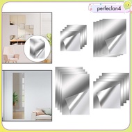 [Perfeclan4] 4Pcs Mirror Wall Stickers Acrylic Mirror Sheets Full Body Mirror Decorative Mirror Stickers for Background Wall Decoration