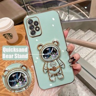 Luxury Astronaut Bear Quicksand Stand Plating Casing Case Infinix Smart 6 Hot 10i Zero X Pro NEO Phone Cover