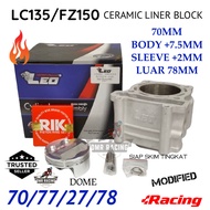 70/77/27/78 LEO THAILAND LC135 70MM BODY +7.5MM/SLEEVE +2MM Racing Cylinder Ceramic Liner Block Set with Piston Dome