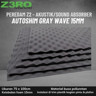Car Soundproofing - Z2 Autoshim Gray Wave Zero Soundproofing - Size 75 x 100cm - 15mm Foam Thickness