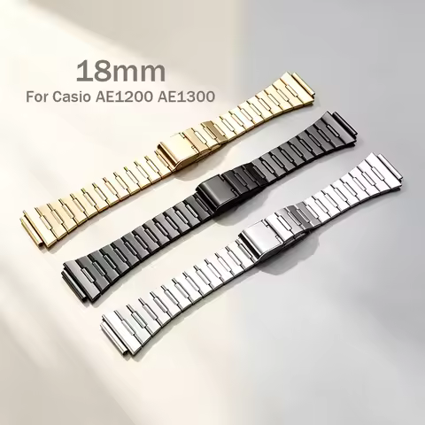 18mm For Casio AE1200 AE1300 WS1600 SGW-500 W218 A158W A168 F91W Stainless Steel Watch Strap Men Wom