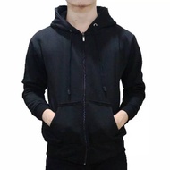 HITAM Men's Women's Black Zipper Hoodie Plain Jacket / Plain Zipper Hoodie Jacket Plain Zipper Hoodi