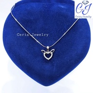 Kalung Perak Asli Silver 925 Lapis Emas Putih Model Liontin Love