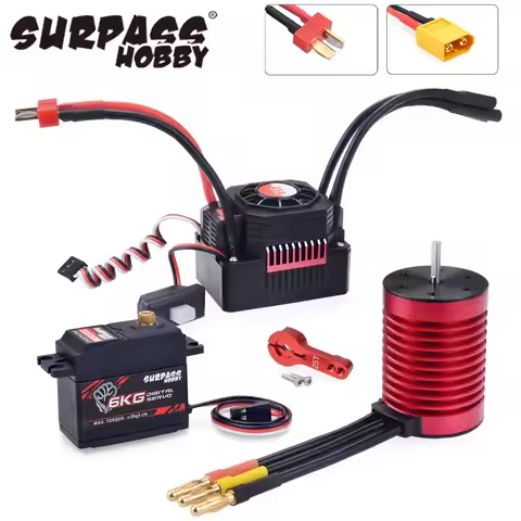 SURPASS HOBBY Waterproof F540 3000KV 4370KV 3930KV Brushless Motor 45A ESC 6KG Servo for 1/10 RC Car