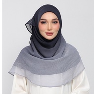 BOKITTA Light Gray Navy-Printed Crinkled Chiffon (Degrade)