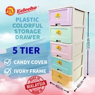 5 Tier Pastel Colour Plastic Drawer Plastic Cabinet Plastic Storage Laci 5 Tingkat Kabinet Laci Baju Bayi DIY