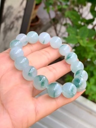 冰種翡翠天然翡翠A玉玉珠 玉鏈手鏈頸鏈 • 冰種飄花翡翠手串