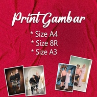 print gambar size 8R,A4 & A3