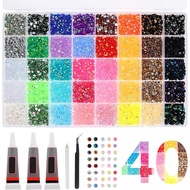19000 Pcs Resin  Rhinestones for Bedazzling, 40 Colors 4mm Fade Resistant with 3Pcs Glue Tweezer, Na