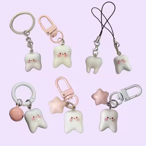 Cute Teeth keychain Resin Pendant Tooth Shape Model Key Rings Dentist Decoration Key Chains Creative