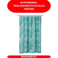 HIJAU GATKAMOMILL White Green Shower Curtain 180x200 Leaf Shower Curtain