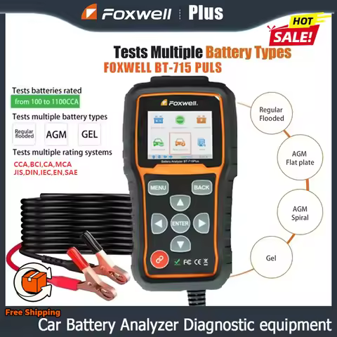 A+ Foxwell BT715 Plus Car Battery Tester Support 12/24V Flooded AGM EFB Gel Battery Battery Life Ana