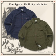 American Herringbone Pattern OG107 Army Green Overall Shirt Men Striped Long Sleeve Ami Khaki Loose