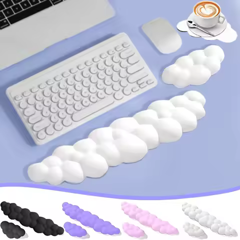 Cloud Shape Wrist Rest Pad Soft PU Material Anti-Slip Rubber Base Memory Foam for 100 Keys 87 Keys 6