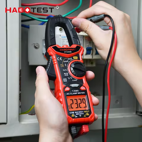 HABOTEST Digital Clamp Meter HT206A HT206B HT206D 600A AC DC Current Two-color Backlight NCV Voltmet